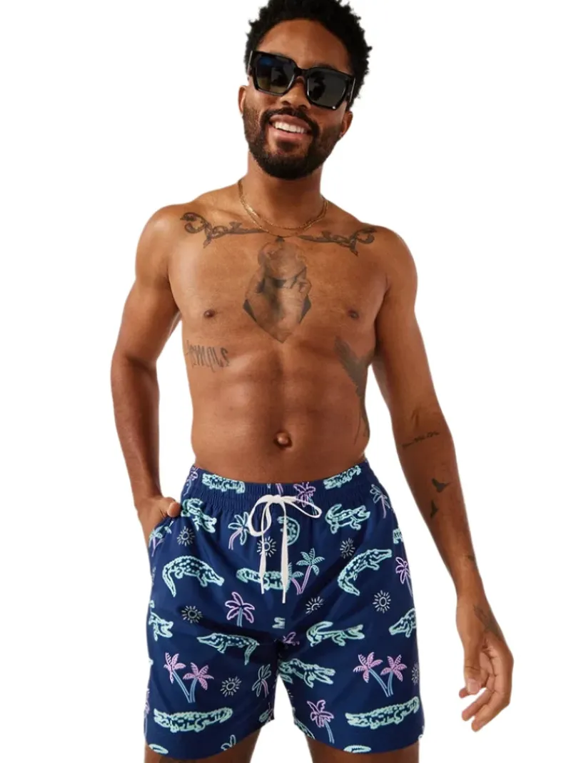 The 5.5" Inseam Polyester/Spandex Swim Trunks with Mesh Brief Liner in Navy Blue-Chubbies New