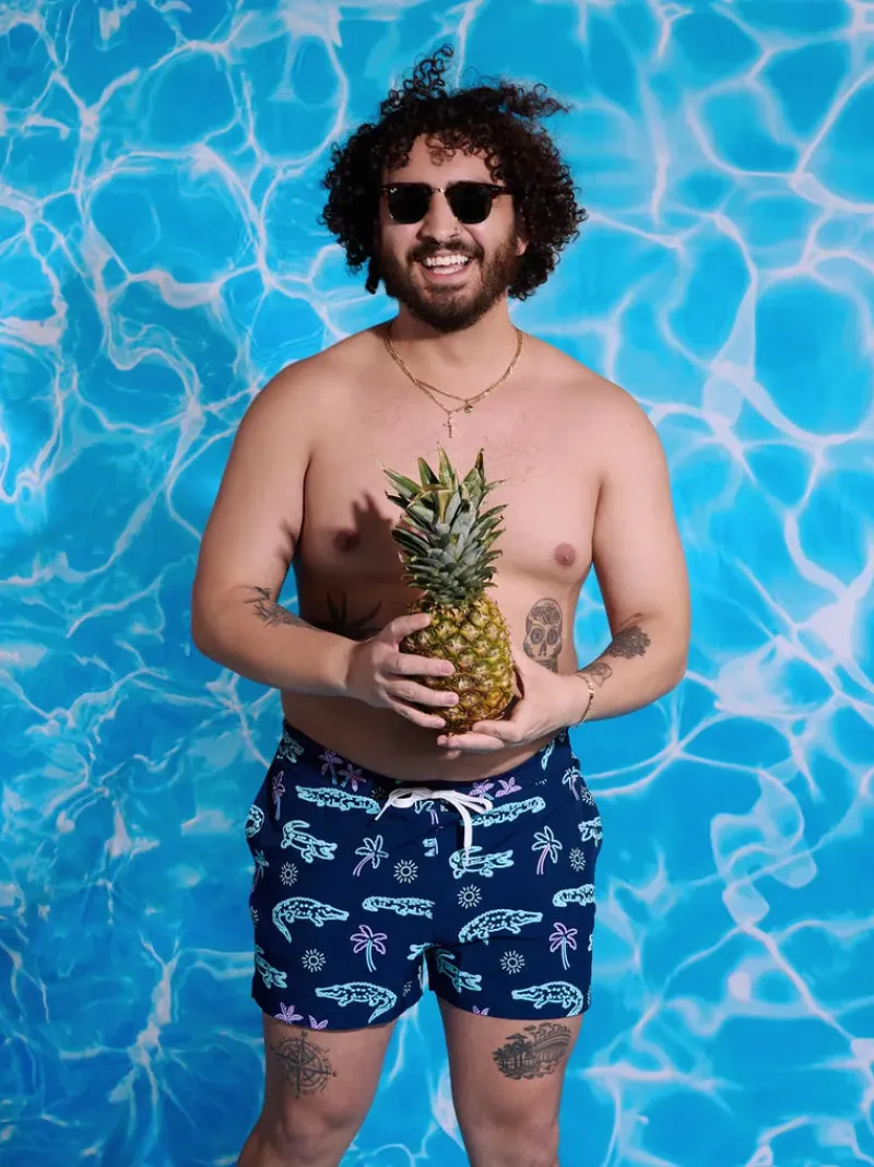 The 5.5" Inseam Polyester/Spandex Swim Trunks with Mesh Brief Liner in Navy Blue-Chubbies New