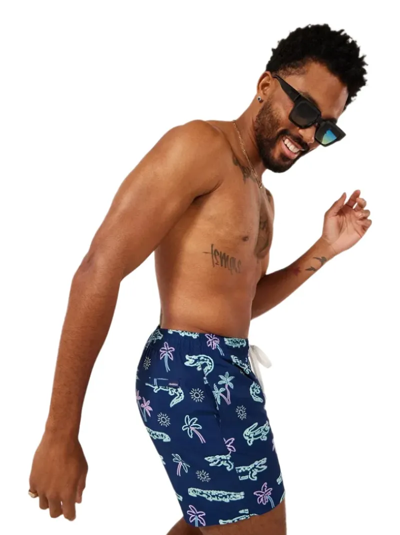 The 5.5" Inseam Polyester/Spandex Swim Trunks with Mesh Brief Liner in Navy Blue-Chubbies New