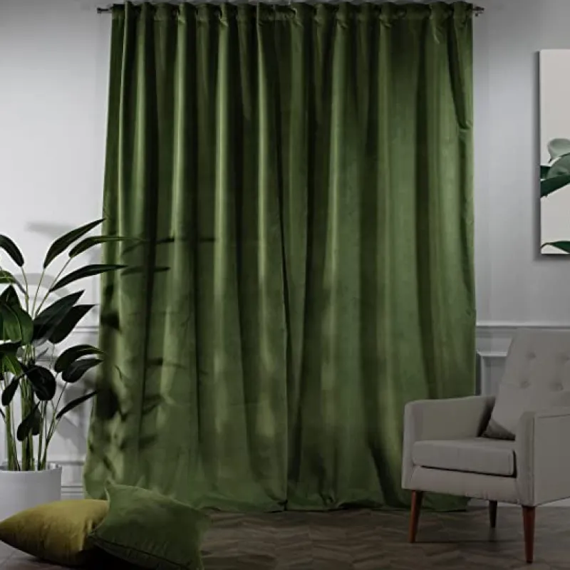 Extra Long Solid Luxury Matte Velvet Soft Curtain 2 Panels Hanging Back Tap & Rod Pocket Home Décor 5-25 Feet Custom Made Curtains - Made in Turkey-Classic Turkish Towels Clearance