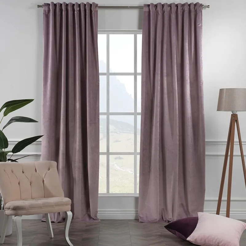 Extra Long Solid Luxury Matte Velvet Soft Curtain 2 Panels Hanging Back Tap & Rod Pocket Home Décor 5-25 Feet Custom Made Curtains - Made in Turkey-Classic Turkish Towels Clearance