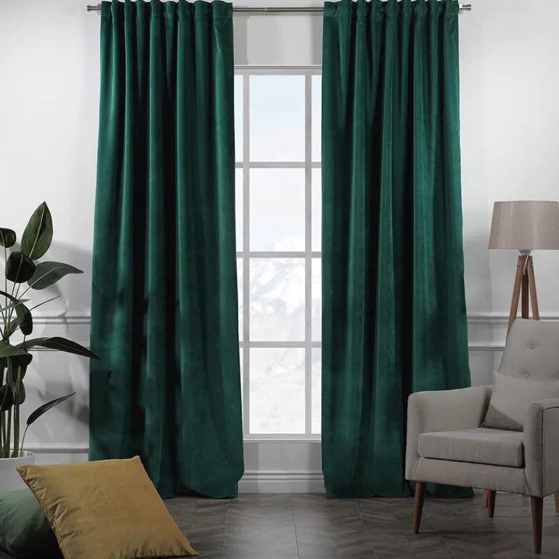 Extra Long Solid Luxury Matte Velvet Soft Curtain 2 Panels Hanging Back Tap & Rod Pocket Home Décor 5-25 Feet Custom Made Curtains - Made in Turkey-Classic Turkish Towels Clearance