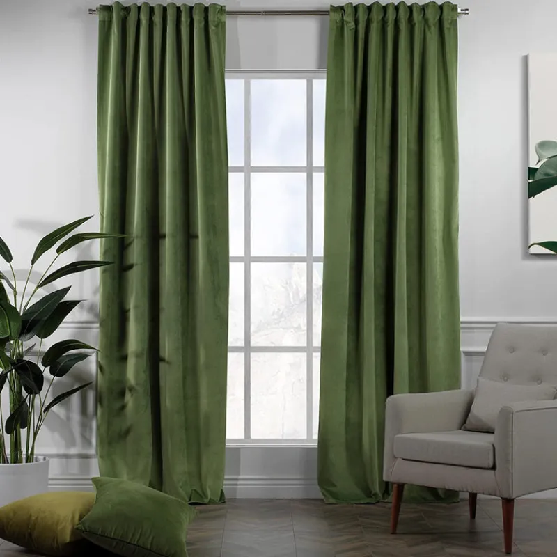 Extra Long Solid Luxury Matte Velvet Soft Curtain 2 Panels Hanging Back Tap & Rod Pocket Home Décor 5-25 Feet Custom Made Curtains - Made in Turkey-Classic Turkish Towels Clearance