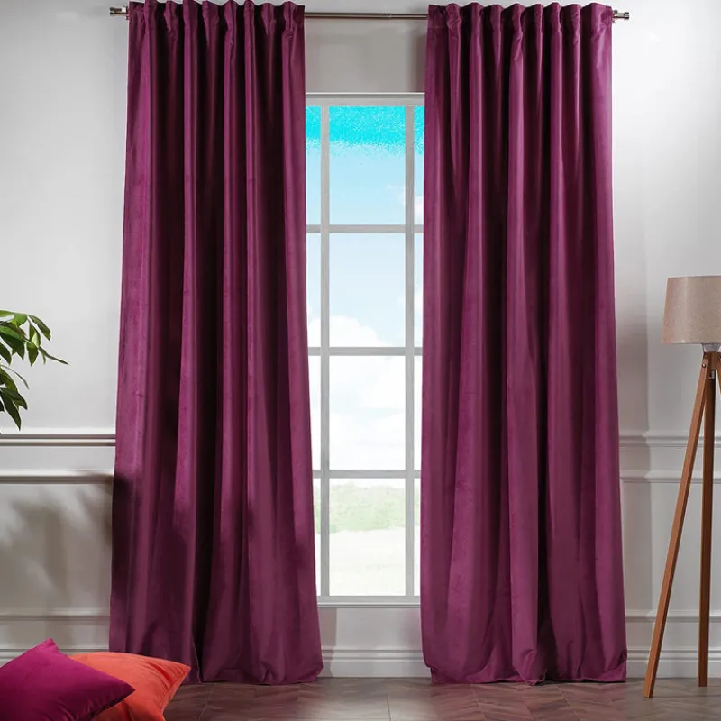 Extra Long Solid Luxury Matte Velvet Soft Curtain 2 Panels Hanging Back Tap & Rod Pocket Home Décor 5-25 Feet Custom Made Curtains - Made in Turkey-Classic Turkish Towels Clearance