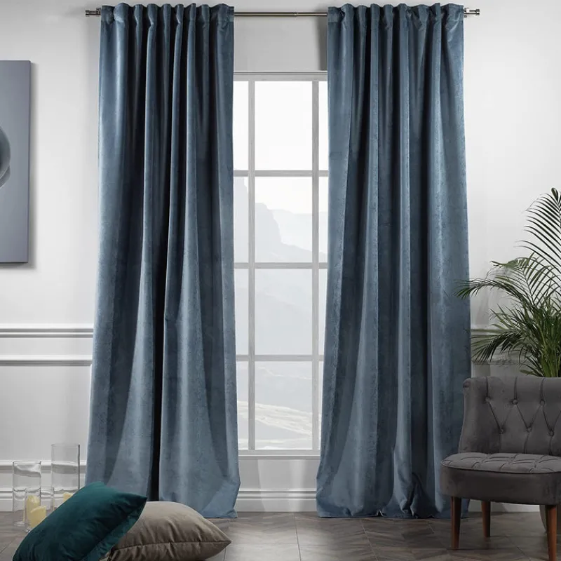 Extra Long Solid Luxury Matte Velvet Soft Curtain 2 Panels Hanging Back Tap & Rod Pocket Home Décor 5-25 Feet Custom Made Curtains - Made in Turkey-Classic Turkish Towels Clearance