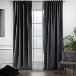 Extra Long Solid Luxury Matte Velvet Soft Curtain 2 Panels Hanging Back Tap & Rod Pocket Home Décor 5-25 Feet Custom Made Curtains - Made in Turkey-Classic Turkish Towels Clearance