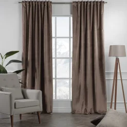 Extra Long Solid Luxury Matte Velvet Soft Curtain 2 Panels Hanging Back Tap & Rod Pocket Home Décor 5-25 Feet Custom Made Curtains - Made in Turkey-Classic Turkish Towels Clearance