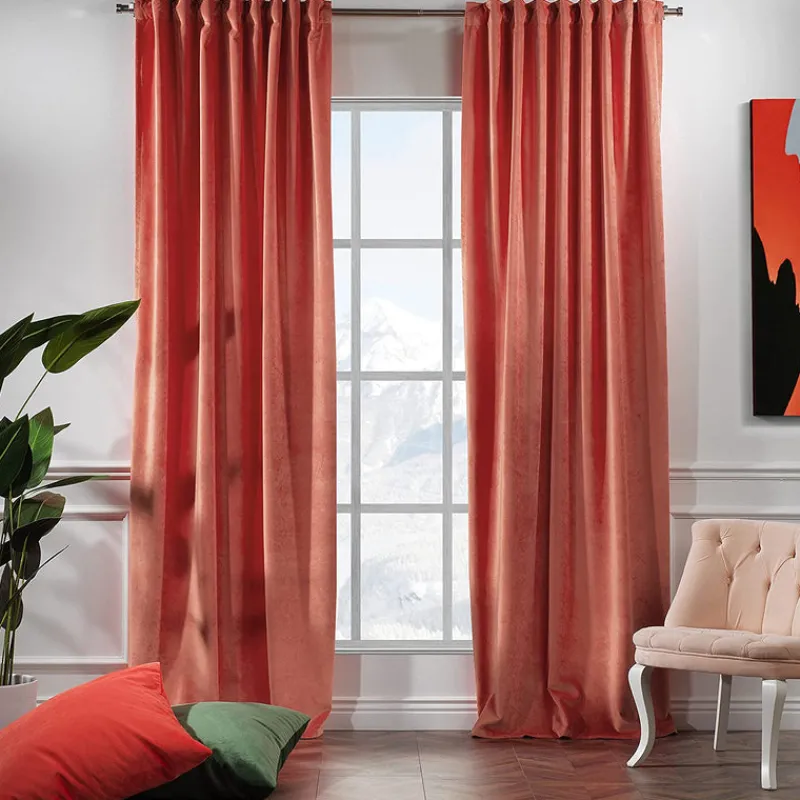 Extra Long Solid Luxury Matte Velvet Soft Curtain 2 Panels Hanging Back Tap & Rod Pocket Home Décor 5-25 Feet Custom Made Curtains - Made in Turkey-Classic Turkish Towels Clearance