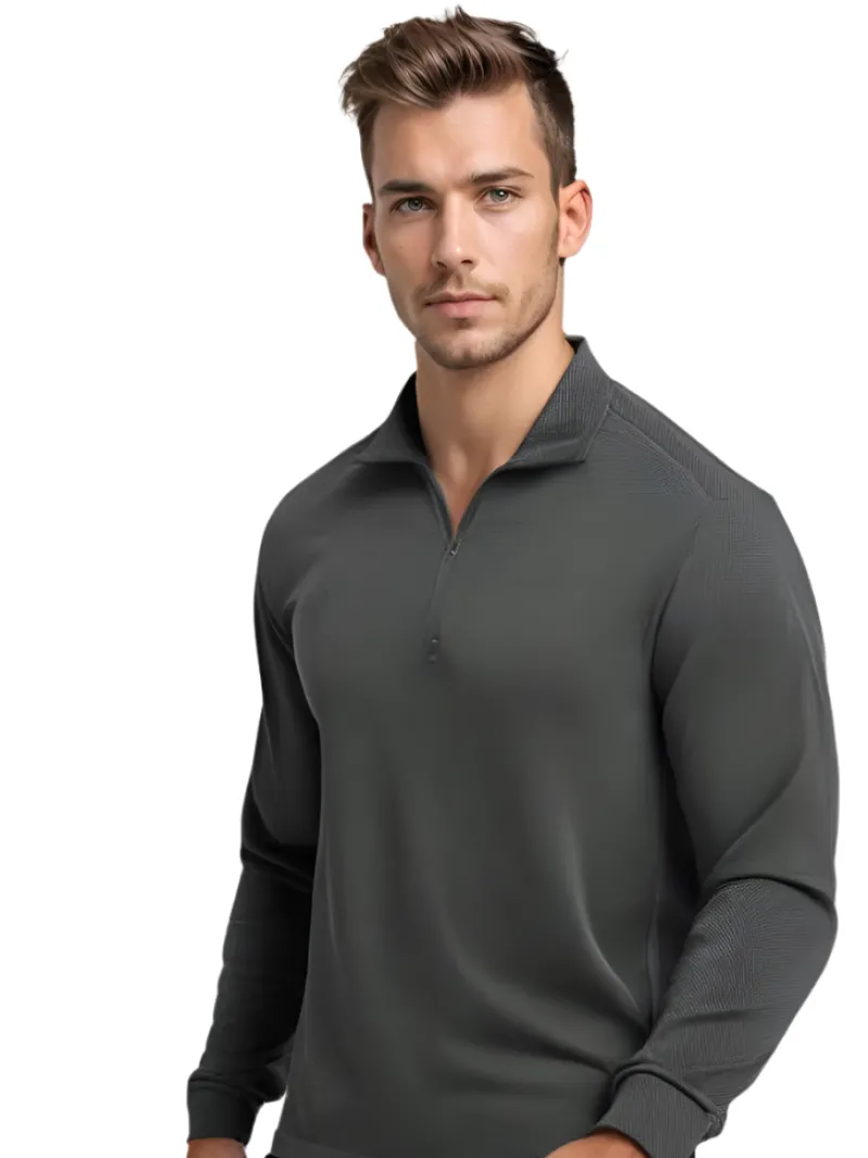 Men's Popcorn Jacquard Long Sleeve 1/4 Zip-IZOD Clearance