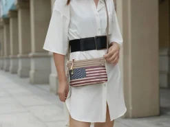 Women's Alisson Printed Flag Crossbody Bag-MKF Collection Clearance