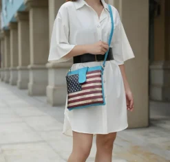 Women's Josephine Printed Flag Crossbody Bag-MKF Collection Best