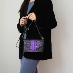 Women's Vanta Croc-Embossed Saddle Bag-MKF Collection New