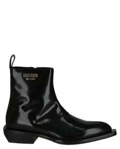 Gold Lettering Logo Ankle Boots-Moschino Fashion