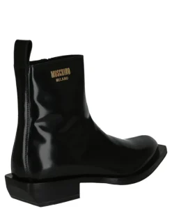 Gold Lettering Logo Ankle Boots-Moschino Fashion