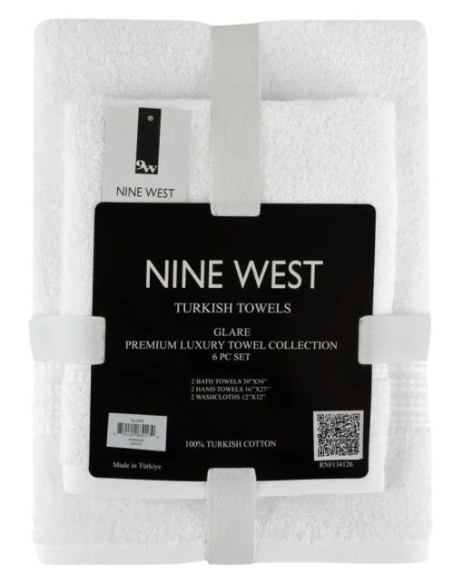 NINE WEST - GLARE PREMIUM LUXURY 6 PC BALE PACK TOWEL SET- 100% Turkish Cotton-Classic Turkish Towels Best