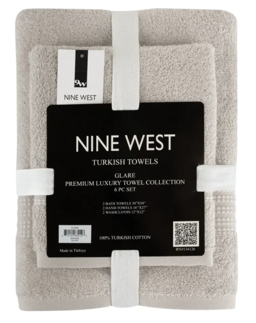 NINE WEST - GLARE PREMIUM LUXURY 6 PC BALE PACK TOWEL SET- 100% Turkish Cotton-Classic Turkish Towels Best