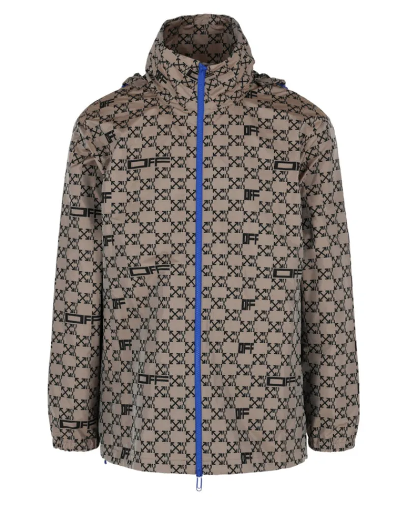 Off-White Monogram Allover Windbreaker Jacket-Off White Fashion