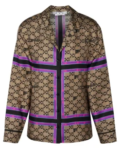 Off-White Monogram Pajama Silk Shirt-Off White Fashion