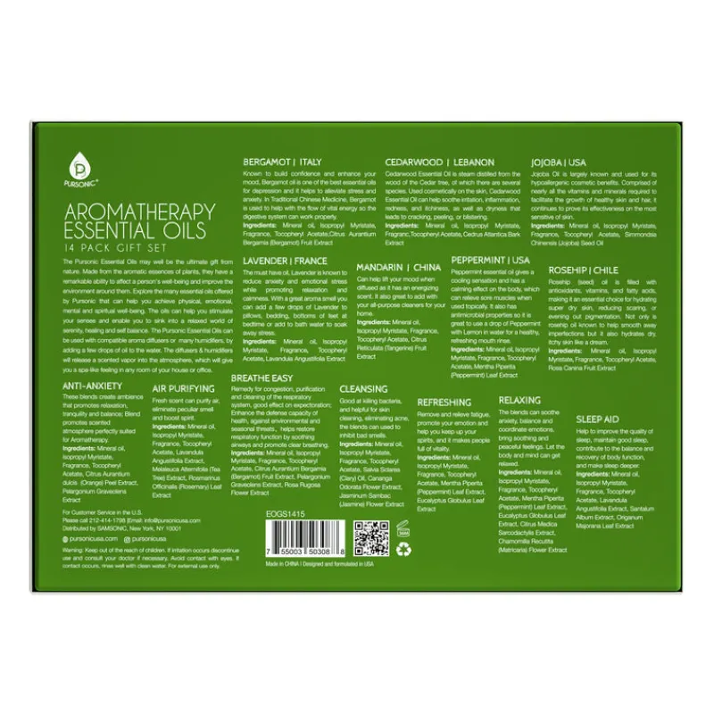 Aromatherapy Essential Oils 14-Pack Gift Set-Pursonic Clearance