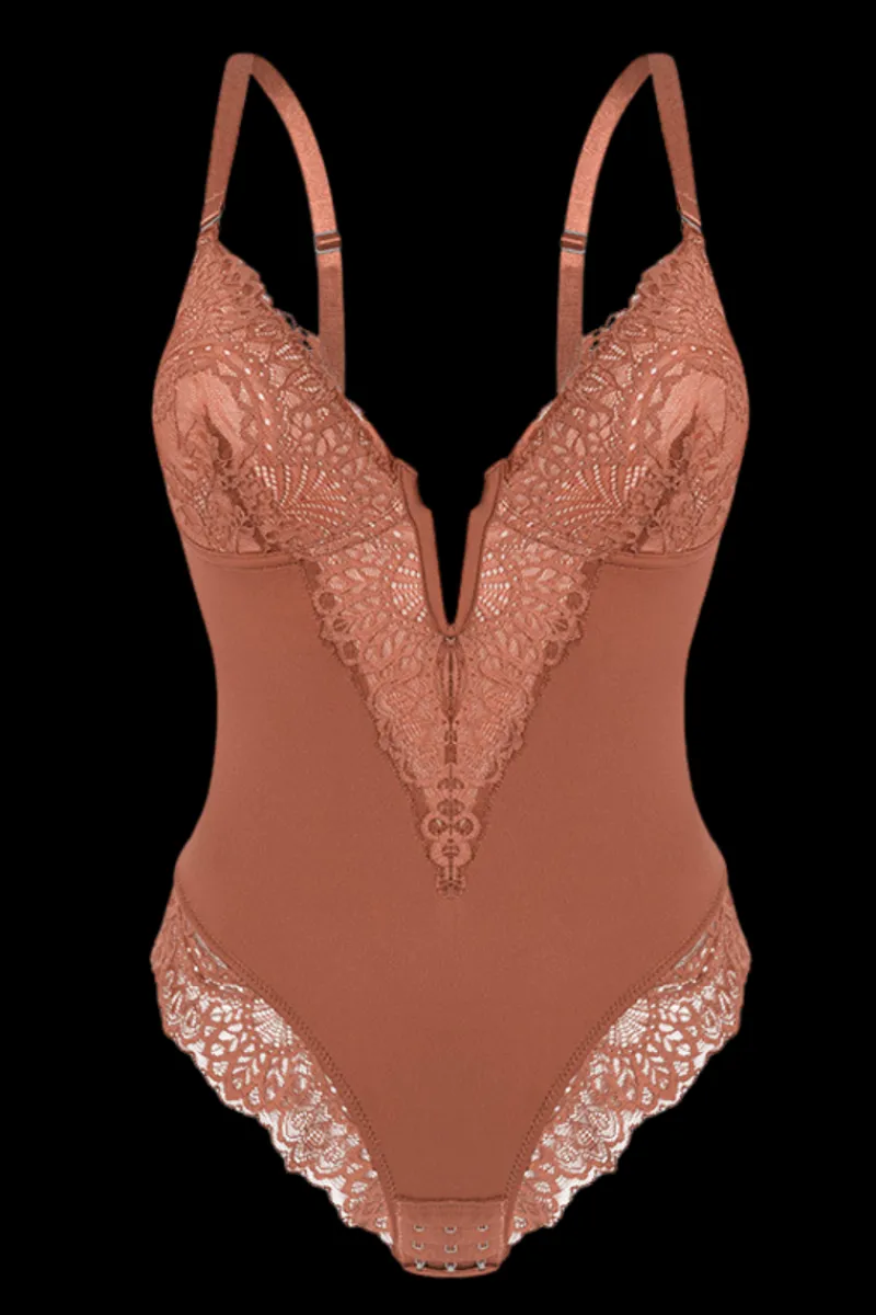 Deep-V Neck Bodysuit-Revenge Body Clearance