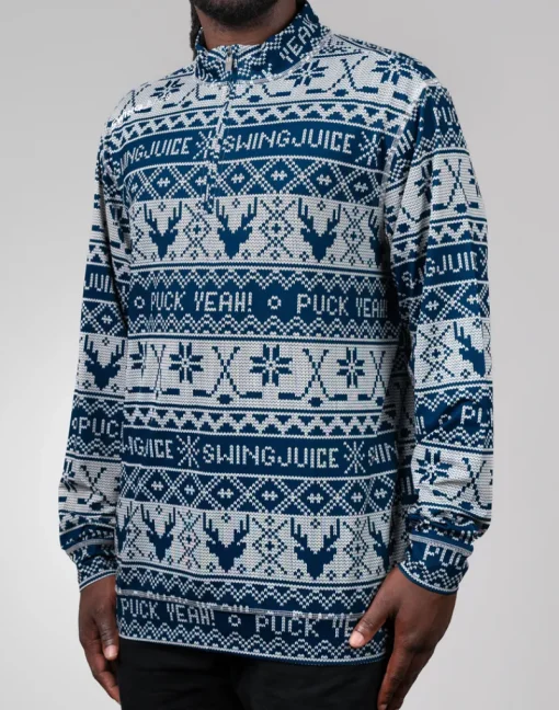 Hockey Puck Yeah Fairisle Men's Quarter Zip-SwingJuice Sale
