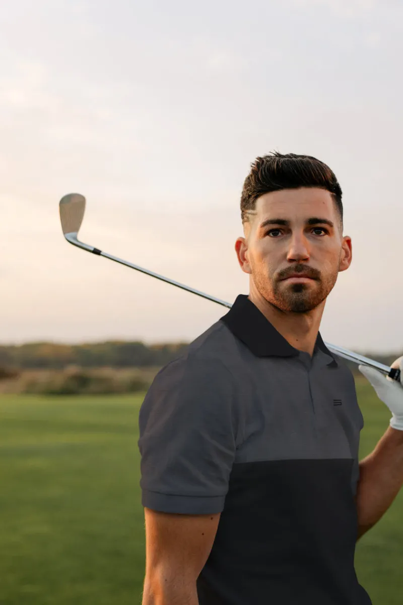 Men's Heathered Two-Tone Golf Polo-Three Sixty Six New