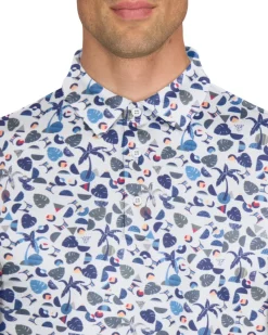 Men’s Print Golf Polos-Three Sixty Six Hot