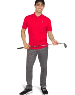 Men's Solid Collarless Golf Polo-Three Sixty Six New