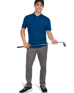 Men's Solid Collarless Golf Polo-Three Sixty Six New