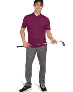 Men's Solid Collarless Golf Polo-Three Sixty Six New