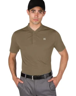 Men's Solid Collarless Golf Polo-Three Sixty Six New