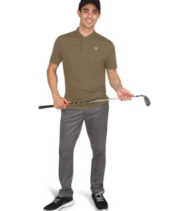 Men's Solid Collarless Golf Polo-Three Sixty Six New