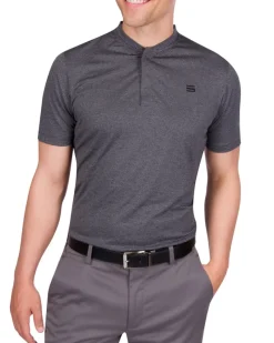 Men's Thin-Striped Collarless Golf Polos-Three Sixty Six Discount