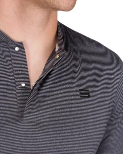 Men's Thin-Striped Collarless Golf Polos-Three Sixty Six Discount