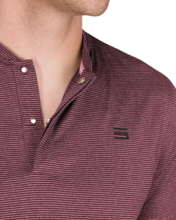 Men's Thin-Striped Collarless Golf Polos-Three Sixty Six Discount
