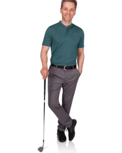 Men's Thin-Striped Collarless Golf Polos-Three Sixty Six Discount