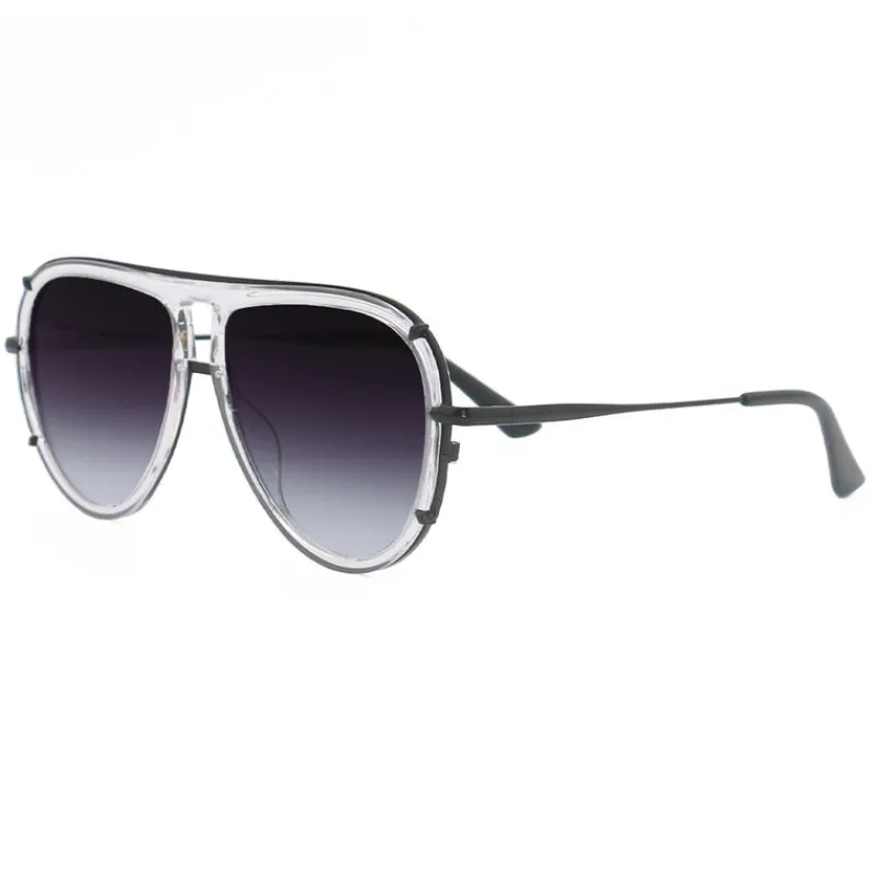 Ivy Luxe - Clear Black Tangle-Free Unisex Round Aviator Sunglasses-TopFoxx Best