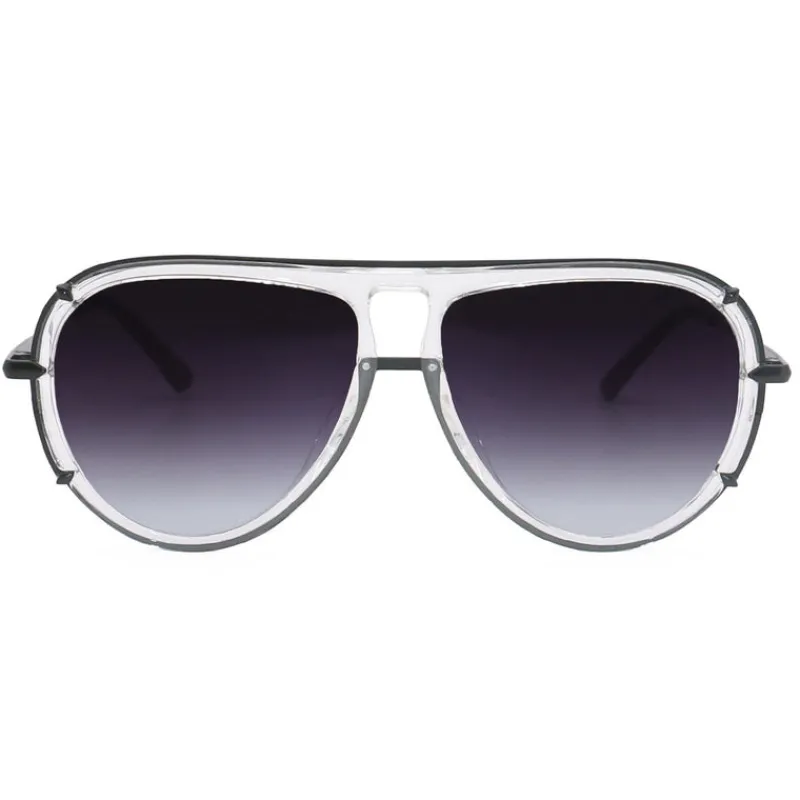 Ivy Luxe - Clear Black Tangle-Free Unisex Round Aviator Sunglasses-TopFoxx Best