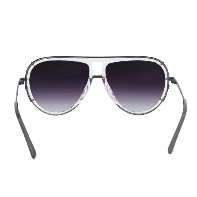 Ivy Luxe - Clear Black Tangle-Free Unisex Round Aviator Sunglasses-TopFoxx Best