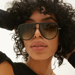 Ivy Luxe - Olive Tangle-Free Women's Round Aviator Sunglasses-TopFoxx Best