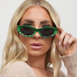 Kat x Money Moves - Green Women's Cateye Sunglasses-TopFoxx Sale