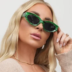 Kat x Money Moves - Green Women's Cateye Sunglasses-TopFoxx Sale