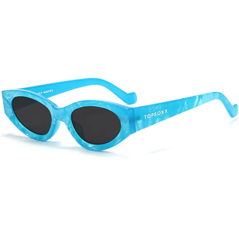 Kat x Money Moves - Blue Women's Cateye Sunglasses-TopFoxx Hot