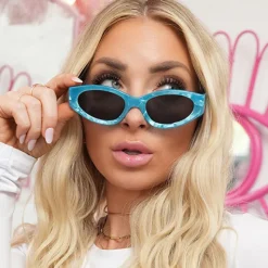 Kat x Money Moves - Blue Women's Cateye Sunglasses-TopFoxx Hot