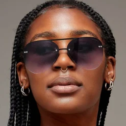 Smaller Megan 2 Faded Black - Tangle Free Women's Aviator Sunglasses-TopFoxx Outlet