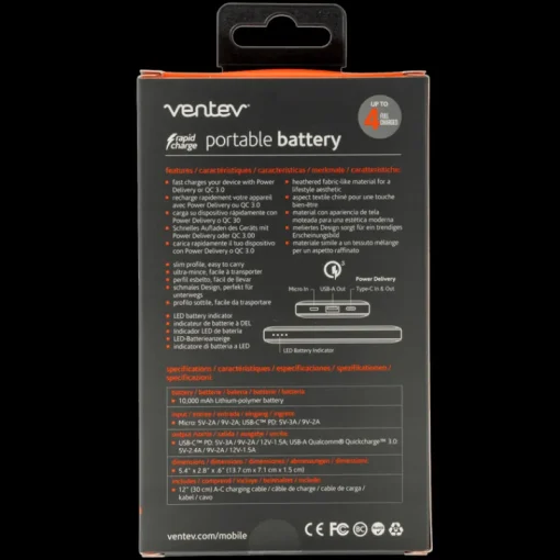 Portable Battery PD 10,000 mAh --Ventev New