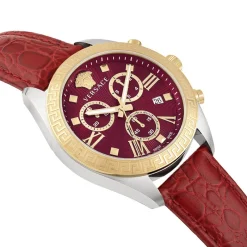 Greca Chrono Leather Watch-Versace Discount