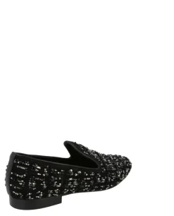 Suede Bead-Embellished Slippers-Versace Clearance