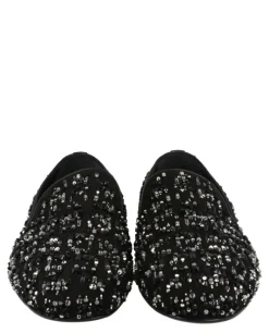 Suede Bead-Embellished Slippers-Versace Clearance